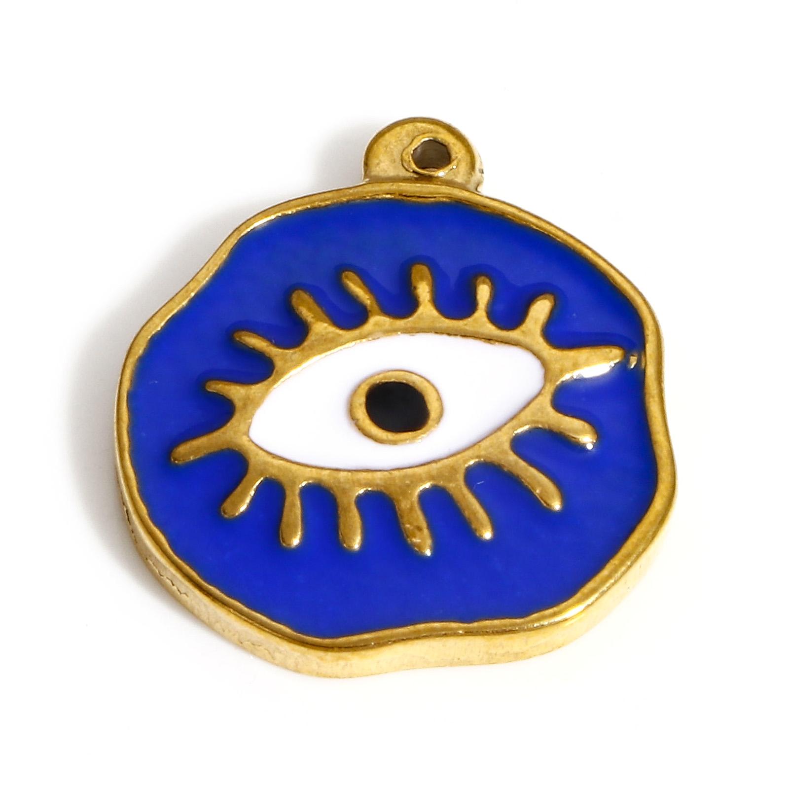

1 PC 304 Stainless Steel Hummingbird Evil Eye Charms For Jewelry Making Gold Color Enamel Shell Rhinestone DIY Necklace Pendants