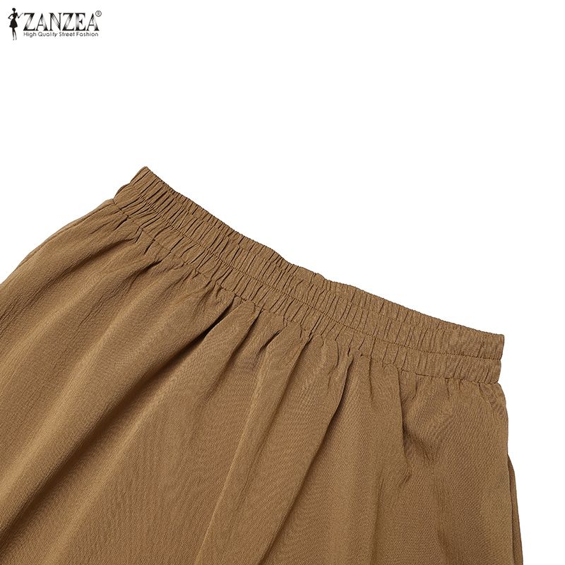 ZANZEA Camicetta a Maniche Lunghe da Donna e Gonne Lunghe Casual Set Completi Due Pezzi