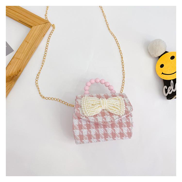 Childrens Cartoon Pattern Pu Shoulder Bag With Artificial Pearl Bow And Flower Decoration For Daily Casual Wear