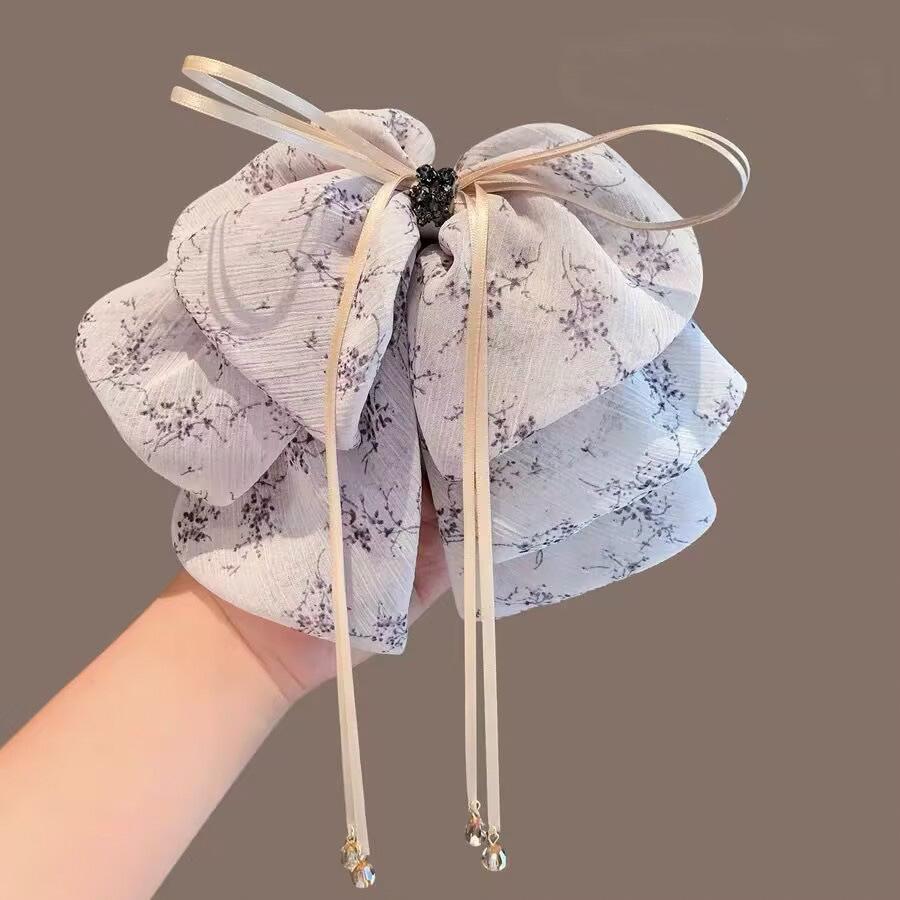 Koreanische florale Schleifen-Klauen-Haarspange für Frauen - Süßer Stil, Halboffene Hochsteckfrisur, Ponytail-Accessoire