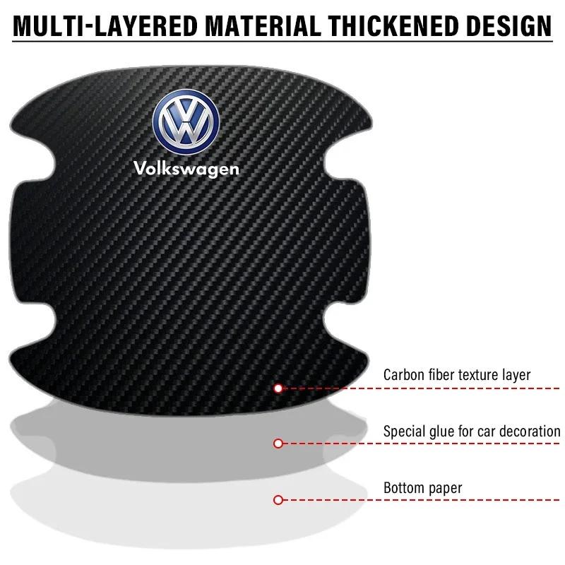 For Volkswagen 4PCS Car Door Handle Protection 3D Sticker Emblem Car Accessories For Volkswagen Golf-6 7 4 5 POLO Passat B5 B6 B