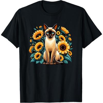 Sunflowers Siamese Cat Meezer T-Shirt