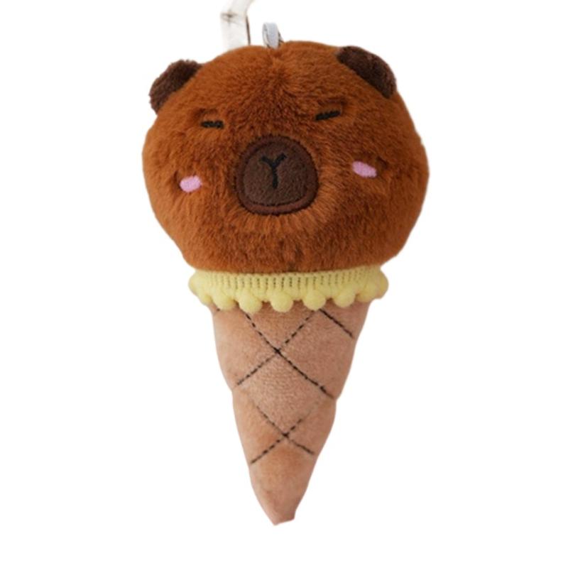 

1-12pcs Cute Capybara Plush Keychains Cartoon Anime Capibara Ice Cream Toys Backpack Small Fluffy Pendant Birthday Party Gift