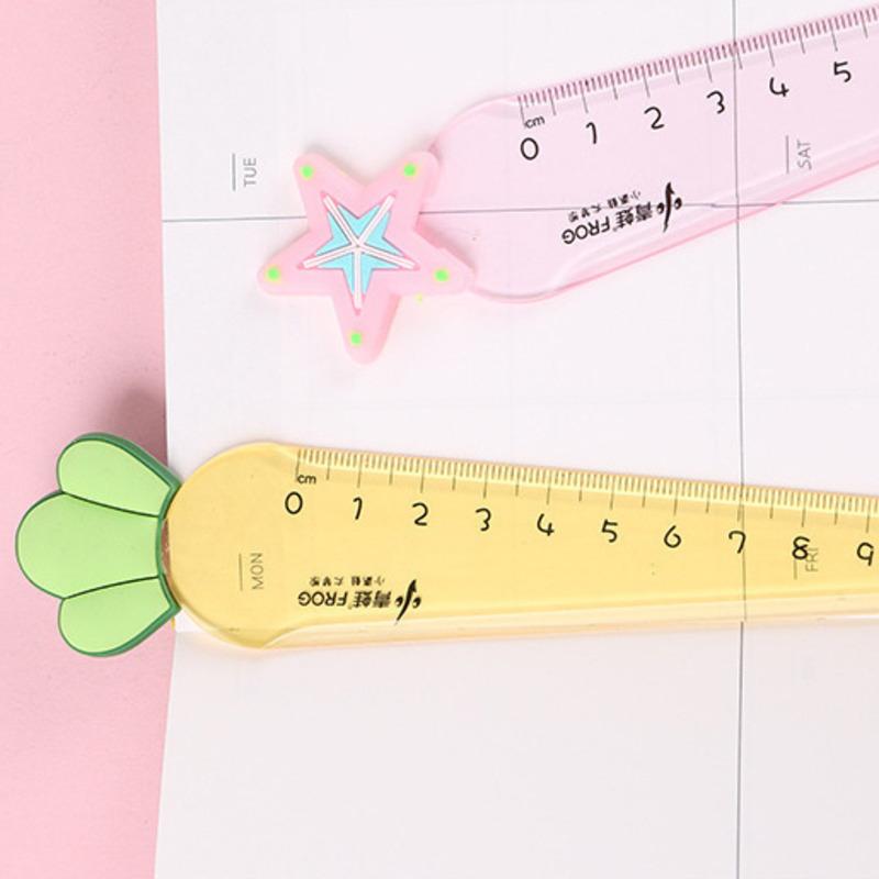 1 Piece Cute Carrot Star Sword Stationery Cartoon Drawing Kitten Straight Plastic Ruler