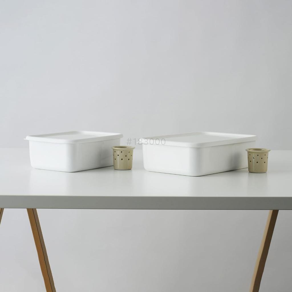 Fuji Enamel Pickling Small with Lid and Water Container, Enamel, Size, Large, Drainer, NK-401