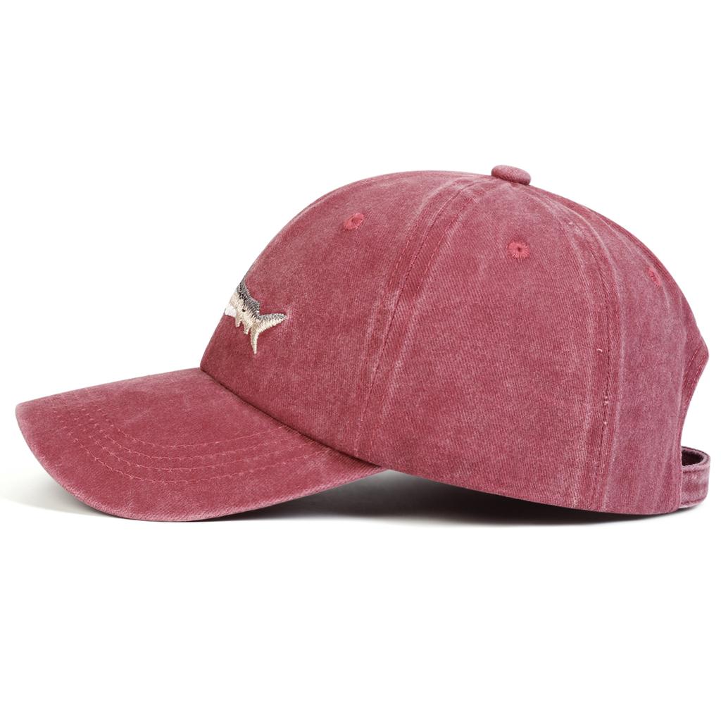 Unisex Shark Embroidery Wash Baseball Cap Spring and Autumn Outdoor Adjustable Sunscreen Hat