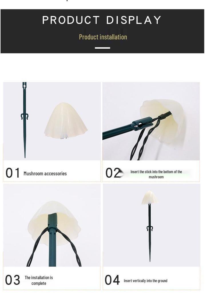Solar LED Mushroom Garden Lights - Outdoor Lawn and Courtyard Decoration with Flashing Color Strings