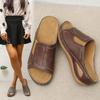 Women's Summer Thick-Sole Beach Sandals Wedge Heel Lightweight PU-Sole Slide Sandals
