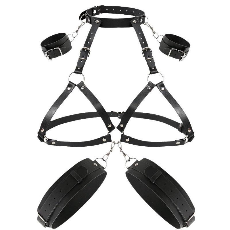 Sex Restraints Strap SM Bondage Gear Sex Toys Leather  Body Chest Harness Handcuffs Leg Cuffs Adults Bondage Sex Accessories