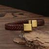 Men's Genuine Leather Woven Bracelet with Alloy Magnetic Buckle