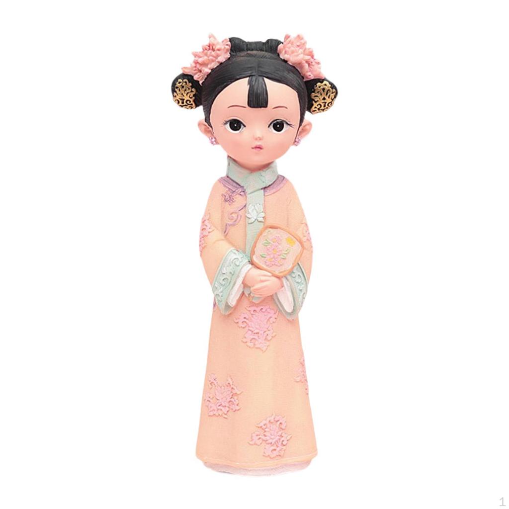Girl Resin Statue Miniature Figurine Gift Doll Toy Folk Dress Decoraitve Sculpture Traditional