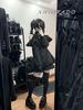 Cute Heart Long Detachable Ribbon Lolita Size L [XHSUKADO] Women's Open-Shoulder Dress, Back, Stand-Up Collar, Sleeves, Brooch, Ruffles, Lace, A-Line,
