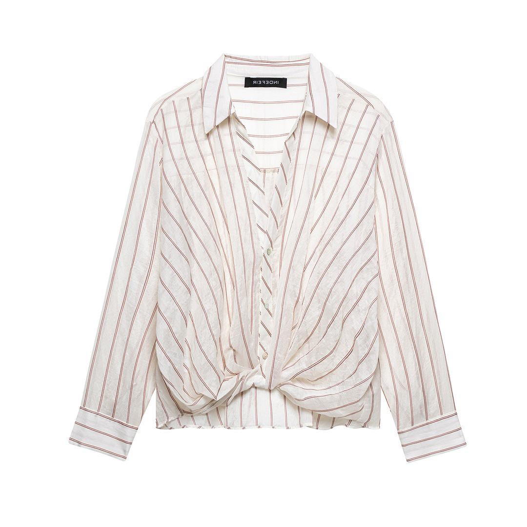 

TAOP&ZA Women s Summer Striped Tie-Detail Shirt Top Medium