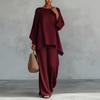 2026 spring new women's clothing, Europe, America and Amazon cross-border, fashionable solid color loose bat sleeve trousers two-piece set