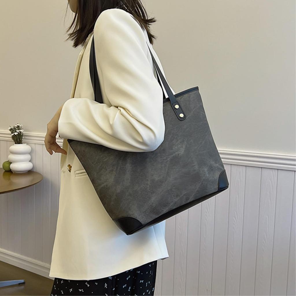 Nestkanina Tote Bag, Stylish, Simple, Women's Shoulder Bag, Cute, One-Shoulder Tote Bag, Lightweight, Perfect for Autumn and Winter, BG028 (Black)