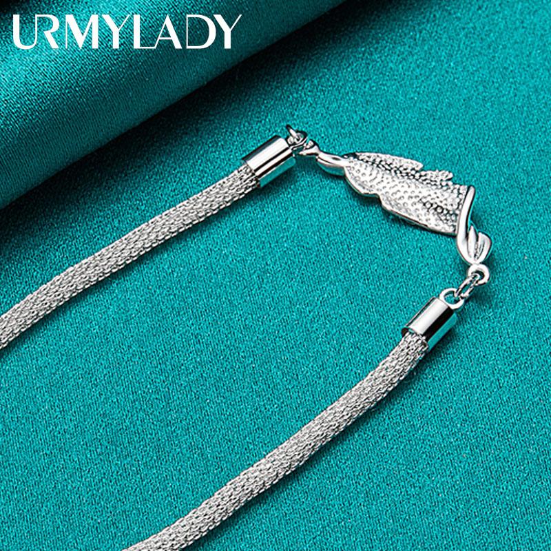 925 Sterling Silver Fish Chain Bracelet For Women Wedding Engagement Party Fashion Jewelry
