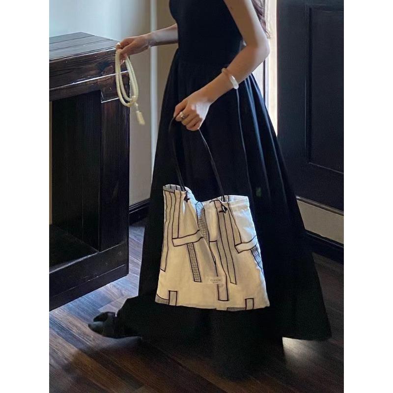 

Teacher canvas bag women s new Chinese bag zen satin bag cowhide rope pure cotton linen lazy wind