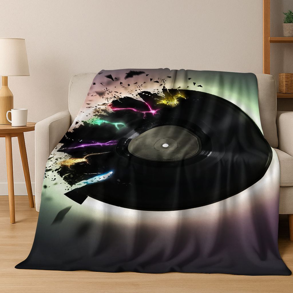 Tanzende Musik Musikalische Note Instrument Cartoon Flanell Decke, Gemütliche Weiche Überwurfdecke für Zuhause Schlafzimmer Bett Sofa Abdeckung Geschenk Kind