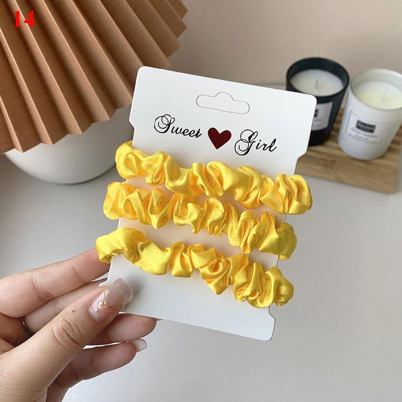 3 Stück/Set Satin Scrunchies Einfarbig Haarseil Koreanischer Pferdeschwanzhalter Haargummis Kopfschmuck Weiches Elastisches Haarband Haaraccessoires