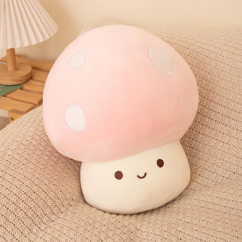 Cute Mushroom Plush Toy Soft Red Mushroom Plushie Pillow Kawaii Squishy Doll Stuffed Hugging Pillows Gift for Kids Gift