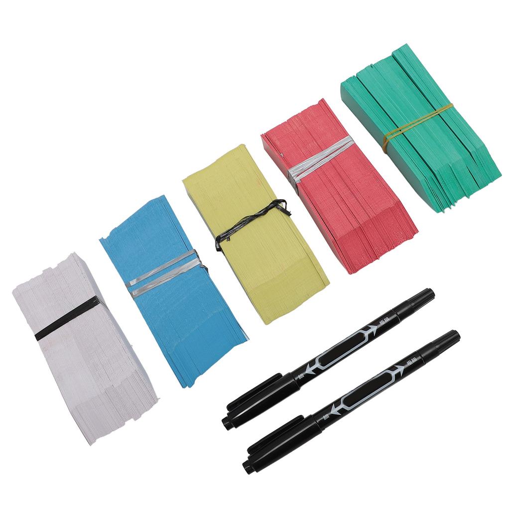 500 st växtetiketter 5 färger 10x2cm Plastväxtnamnetiketter Trädgårdskrukmärkare med 2 svarta oljepennor