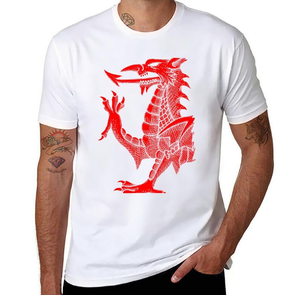 Welsh Dragon  Red Hatching TShirt Aesthetic Clothes Plus Size Tops Summer Top Tops Men Clothings