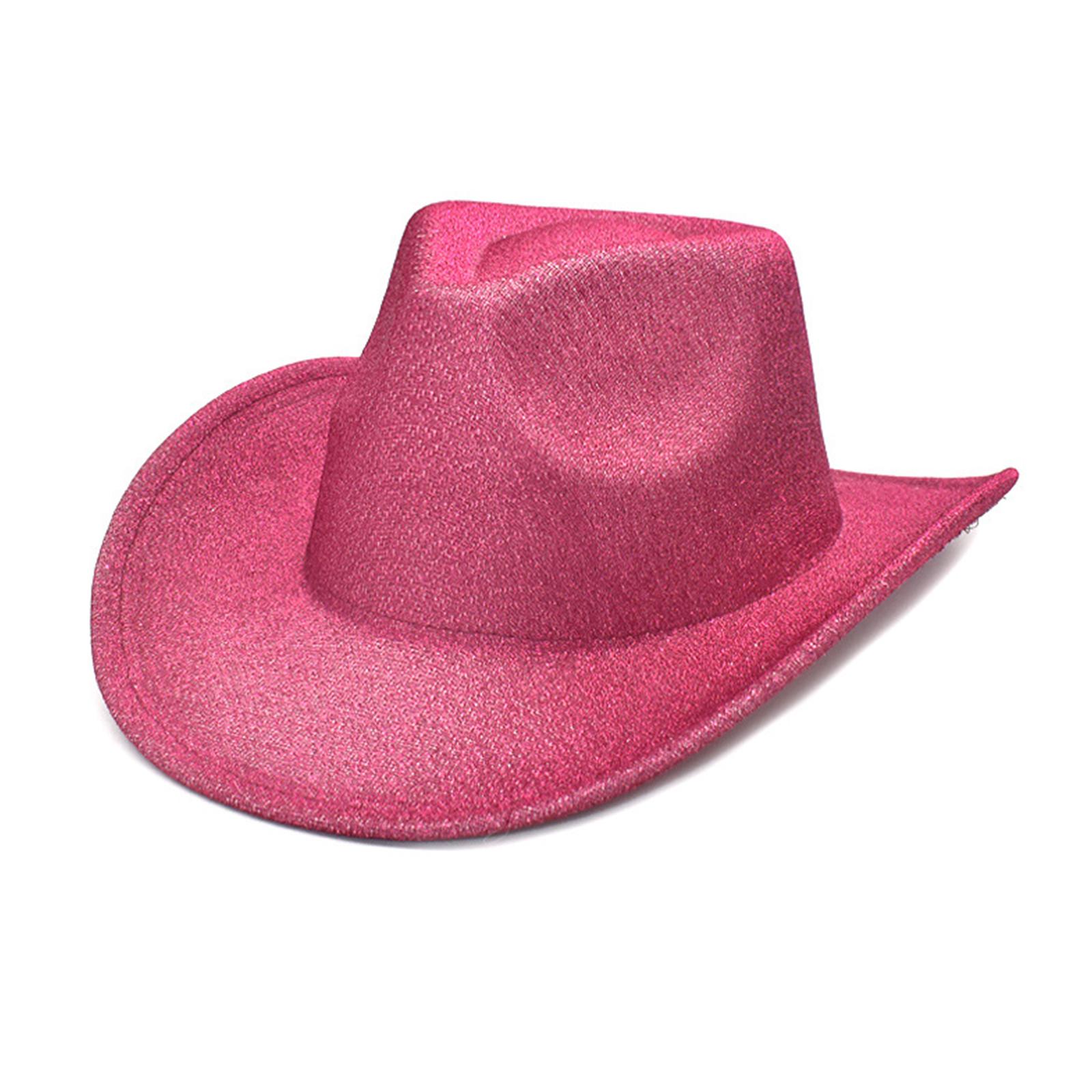 

Summer Breathable Cowboy Hat Western Style Large Brim Hat Fedora Felt Cowboy Sunproof Hat Accessory Wide Curved Brim гарячі рожевого кольору