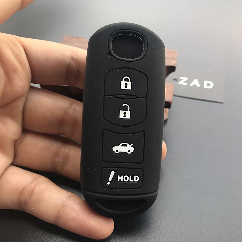 ZAD Silicone Car Key Cover Case For Mazda 2 3 5 6 8 CX5 CX7 CX9 M6 GT 2016 2017 2022 Remote Key Car-stying FOB 4 Buttons