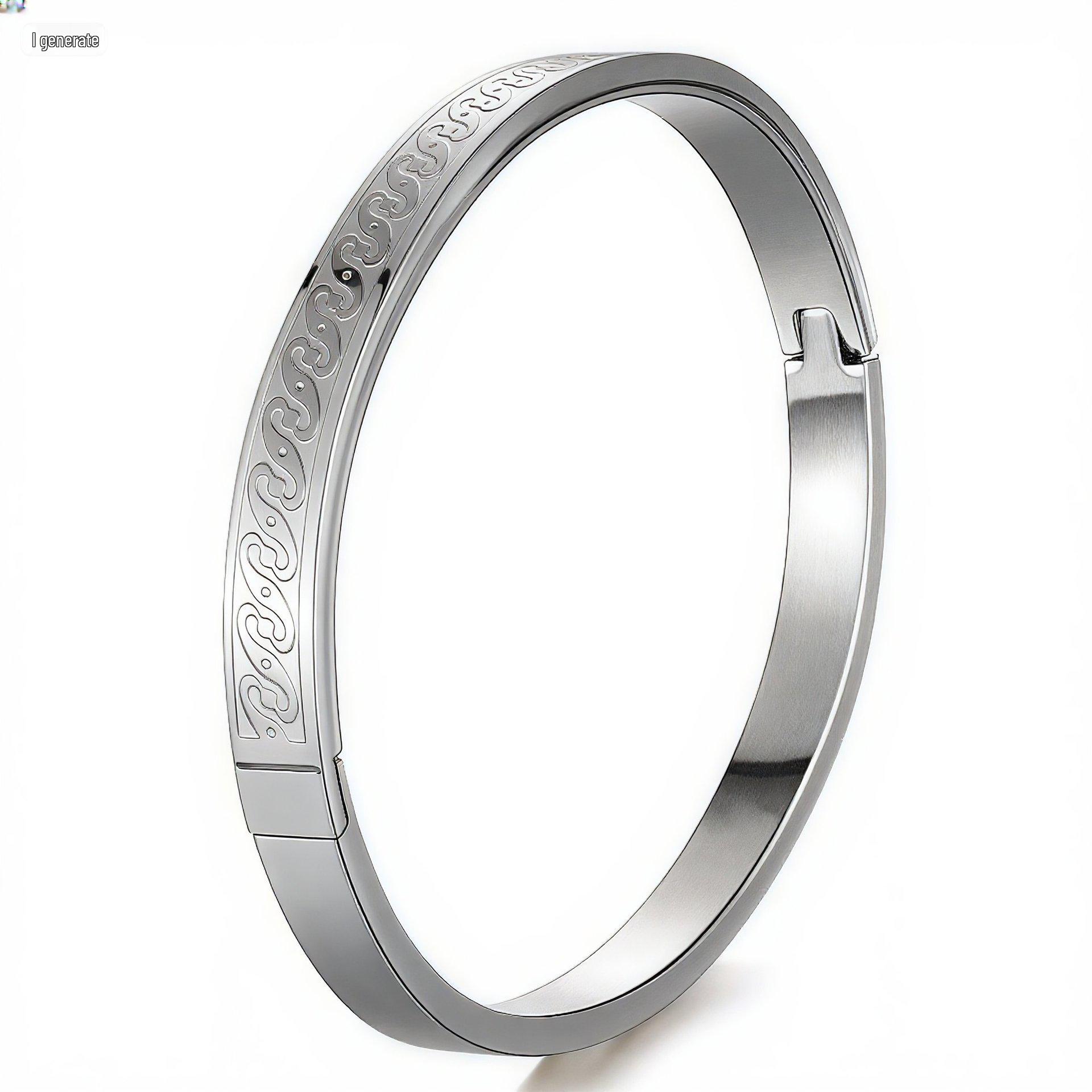 Titanium Steel Heartbeat Etched Couple Bracelet