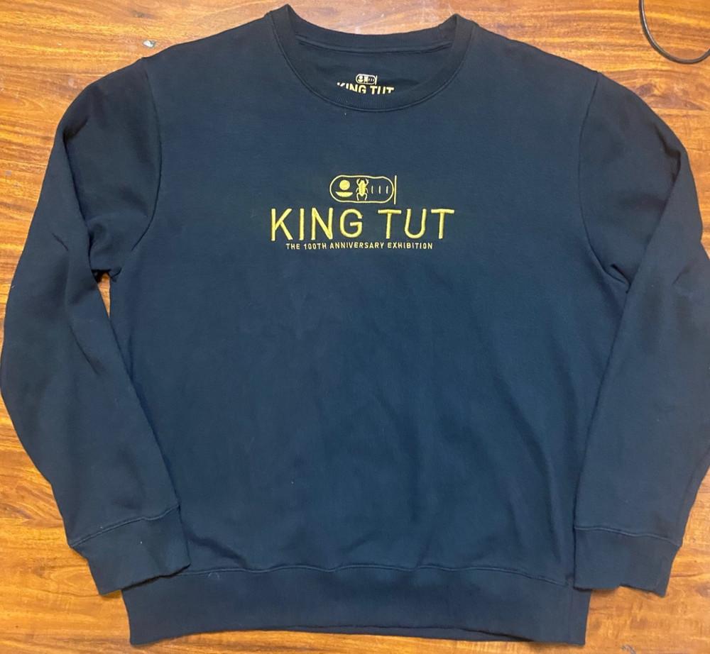 KING TUT 100 ANNIVERSARY 2018 L.A. EXHIBITION Black Embroidered Sweat Shirt 2XL Unisex T-Shirt L