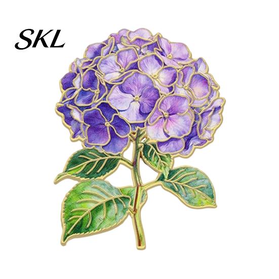 Hortensia Bloemen Broche Speld, Emaille Vorm Revers Gepolijste Randen Rugzak Olie Druppel Decoratief Speldje voor Jas Kragen Sjaals Canvas Tassen Legering