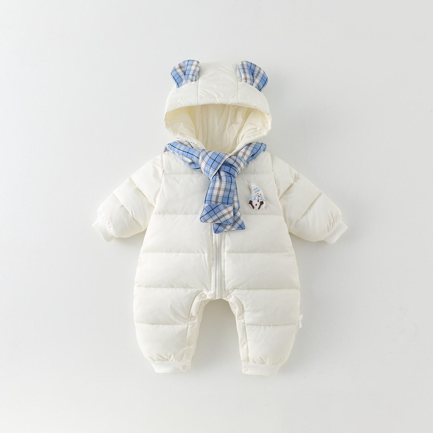 Unisex Infant & Toddler Cotton-Padded Winter Romper – 2025 Fleece-Lined Jumpsuit 90 cm белый