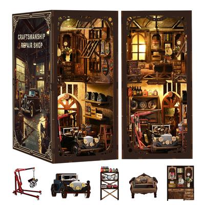 Maison de poupée miniature 3D en bois à monter soi-même, étagère à livres, cadeau de vacances, scénario architectural, réparation (Boutique Authentique)