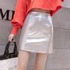 High Waist Hip Skirt Shiny Leather Skirt Half Body Skirt A-line PU Small Leather Short Skirt Female Sexy Club Skirts