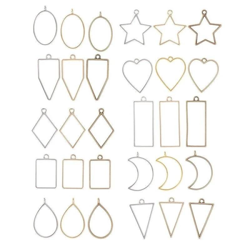 30 PCS/set of Handmade DIY Jewelry Accessories UV Crystal Silicone Mold Making Jewelry Pendants Geometric Hollow Frame Pendants