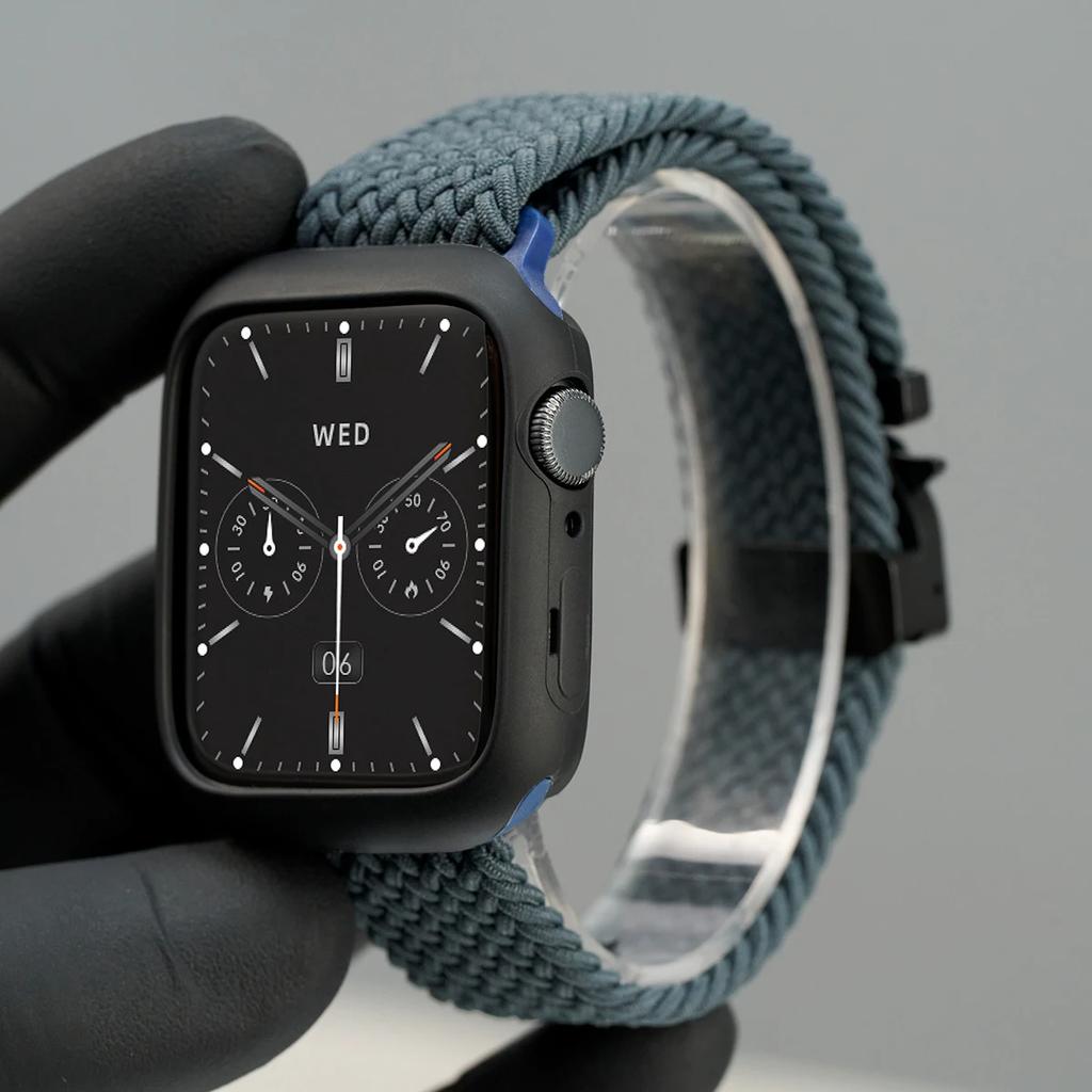 Silicone Case+Braided Strap For Apple Watch Bands 46mm 49mm 44mm 42mm 41mm 40mm 38mm SE 10 9 6 5 Ultra 2 Nylon Correa Strap
