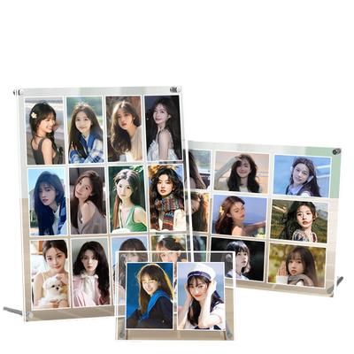 HD Acrylic Four/Nine/Six Grid Card Holder Display Stand, Desktop Photo Frame Album for 3/3.5in Polaroid TCG Anime Idol Cards