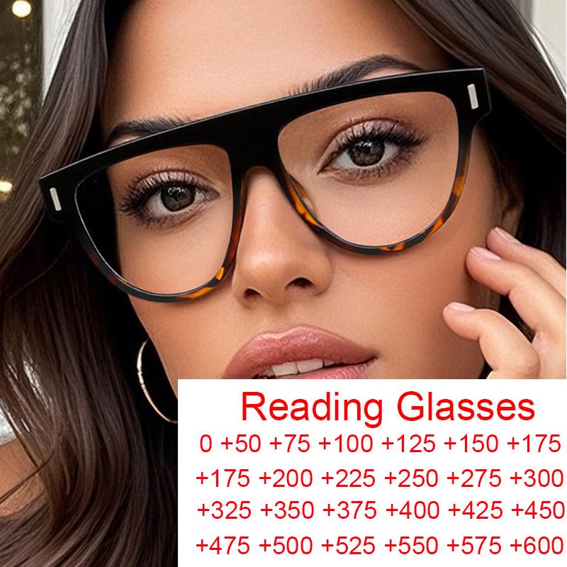 Reading Glasses For Women  Luxury Brand Black Leopard Blue Light Filter Women'S Eyeglasses Clear Anti Radiation Big Glasses