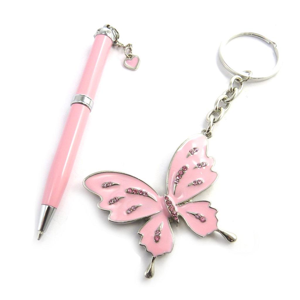Les Trésors De Lily [N0858] - Coffret 'Sissi' rose (stylo + porte-clés)