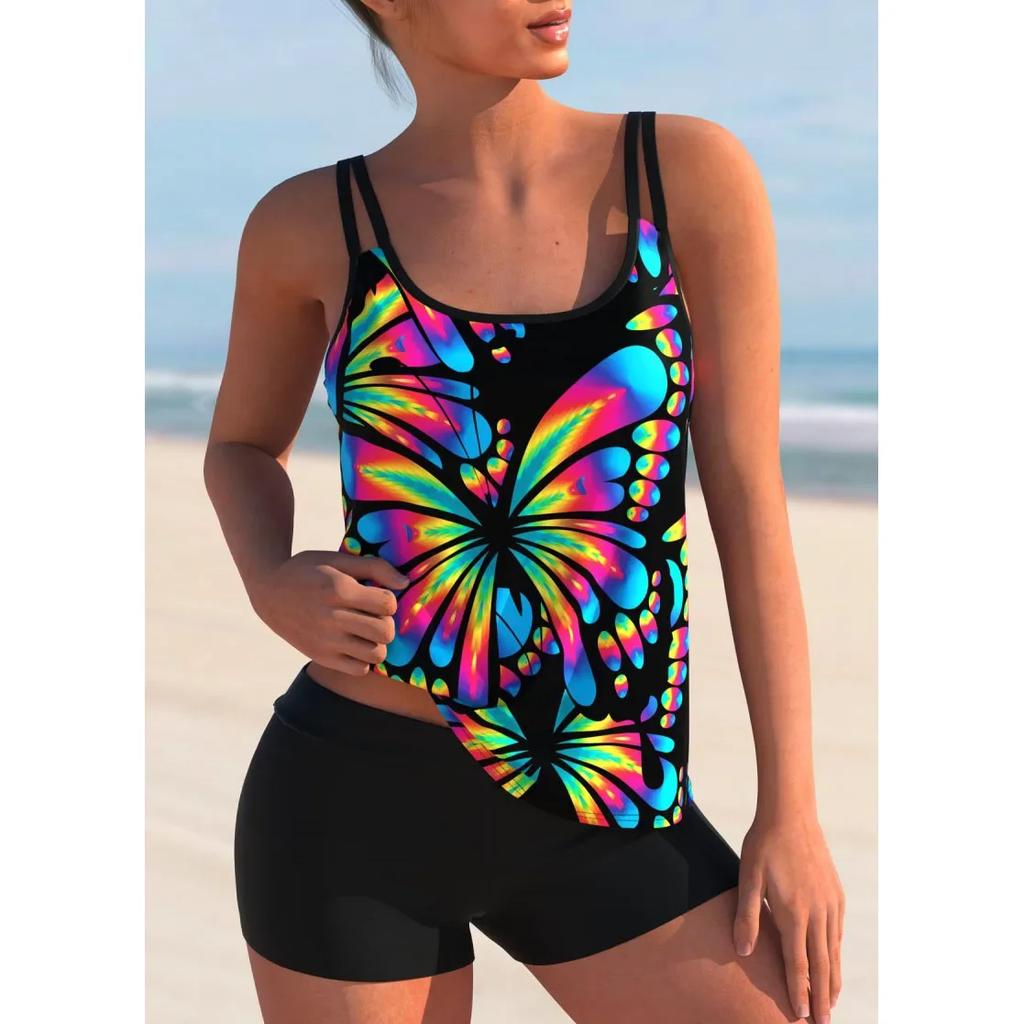 Summer Fashion Design Women's Bikini Two Piece Set with Ordinary Light and Shadow Printing Swimwear and Sports Beach Wear S-6XL