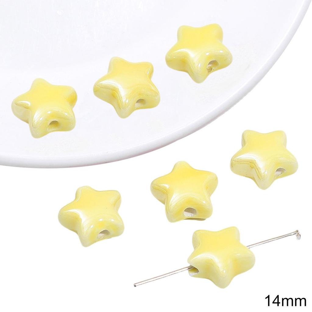 Yellow Hand-Painted Ceramic Cartoon Beads for DIY Bracelets, Necklaces, and Phone Chains