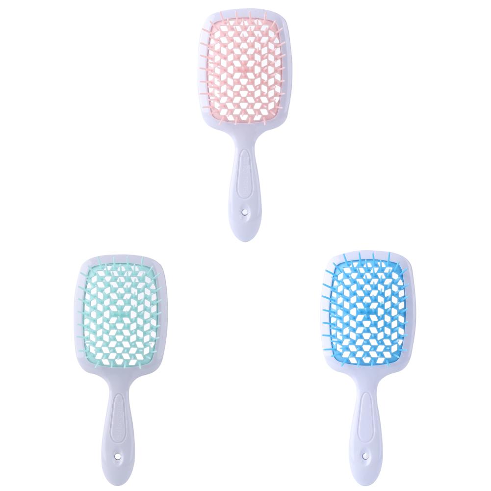 Puszysty grzebień do modelowania, siatkowy grzebień fryzjerski, wygładzający włosy, grzebień w kształcie plastra miodu, plastikowy grzebień do masażu, suchy i mokry, pusty grzebień