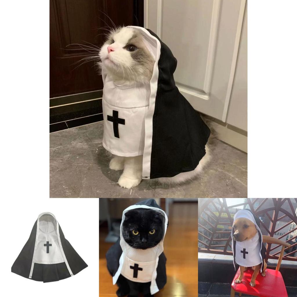 Nun Style Pet Costume Breathing Material Fun Photo Prop For Small And Medium Pets