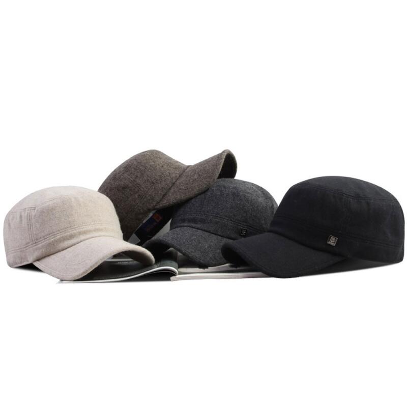 Oversized Daily Wool Blend Military Cap Large Hat black