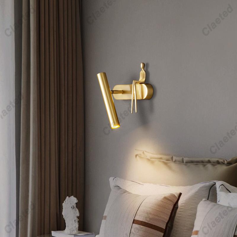 Creative Bedroom Wall Lamp Personality Postmodern Living Room Background Wall Light Luxury Bathroom Bedside Decor Wall Lamp