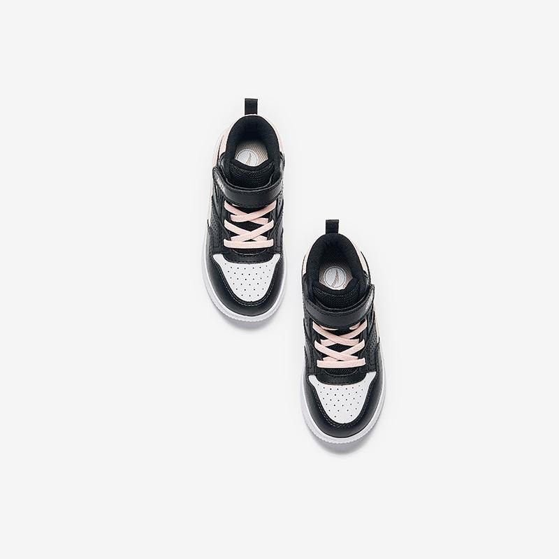 Anta Kids Synthetic Leather Simple Versatile Lightweight Shock Absorbing High-Top Sneakers Kids Sneakers White Black Baby-Pink A22449946-1