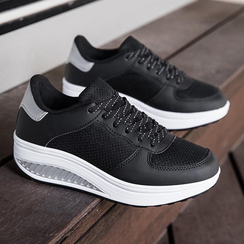 TUINANLE Pantofi albi pentru cupluri, pantofi casual cu platformă, confortabili, adidași ușori pentru mers pe jos, pantofi tenis pentru femei