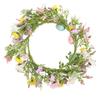 Easter Flower Wreath with Colorful Eggs 50cm Handmade Artificial Spring Wreath for Front Door Decor