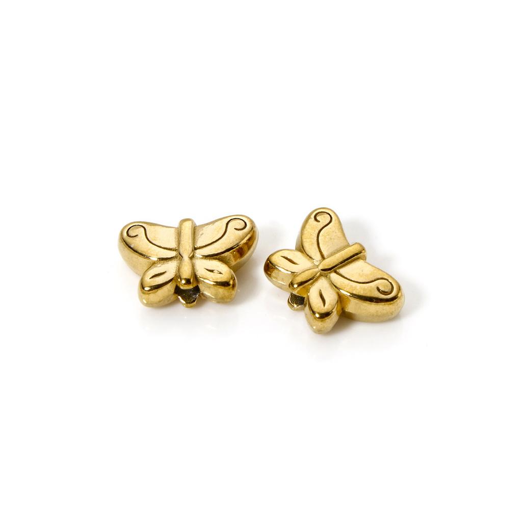 5pcs Butterfly 304 Stainless Steel Insect Beads 18k Gold Plated Delicate Beads Bracelet Necklace Findings For Diy Jewelry Making