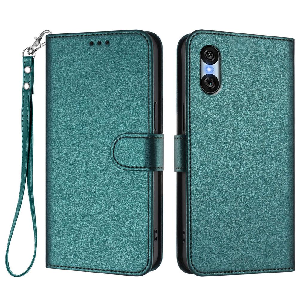For Sony Xperia 10 VI Leather Case Wallet Stand Phone Cover with Wrist Strap